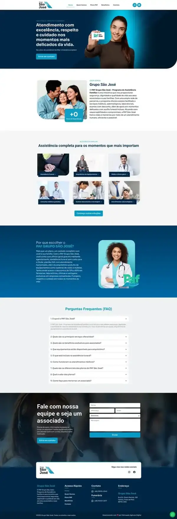 Captura do site Grupo São José, desenvolvido pela Palmaweb