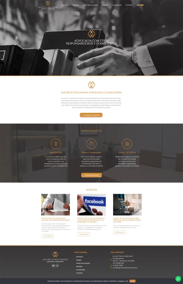 Captura do site Maurício Willemann Advocacia, desenvolvido pela Palmaweb