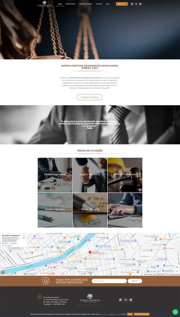 Captura do site Norma Martins Advogados, desenvolvido pela Palmaweb