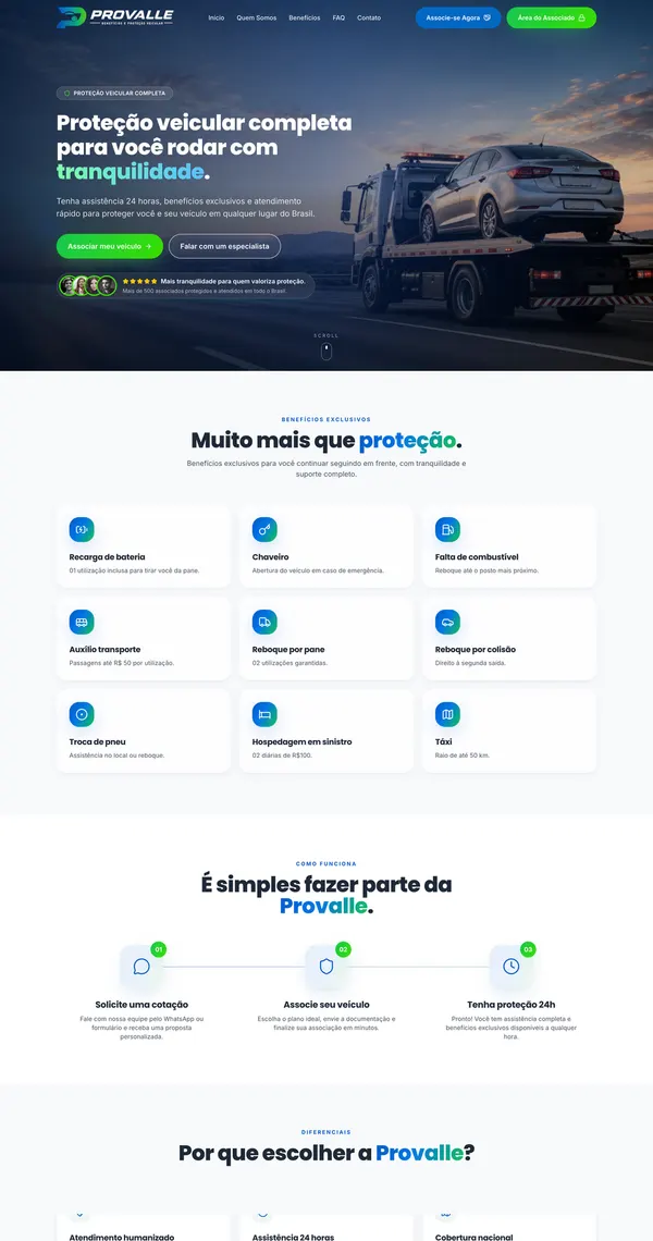 Captura do site Provalle, desenvolvido pela Palmaweb