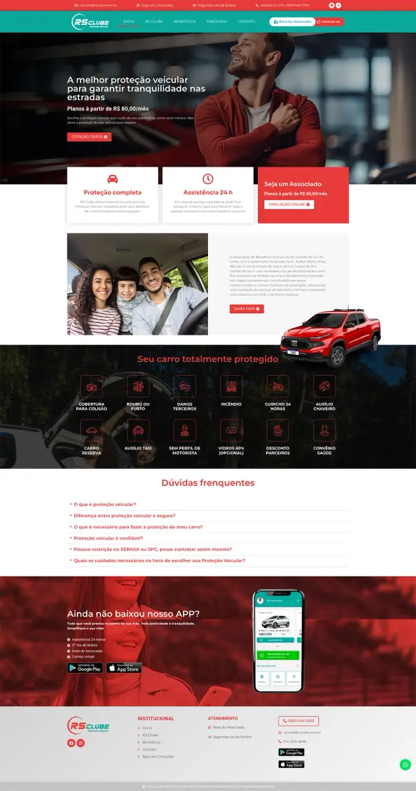 Captura do site RS Clube, desenvolvido pela Palmaweb