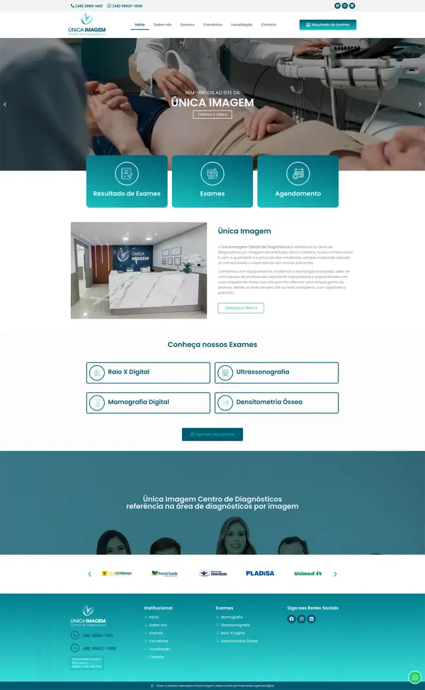Captura do site Única Imagem, desenvolvido pela Palmaweb